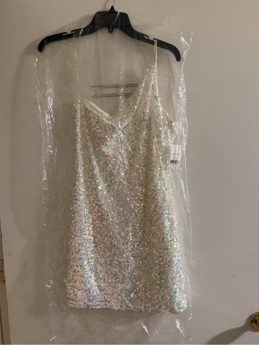 Iridescent Sequin Mini Dress - White